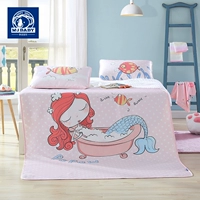 Шелковый мультяшный коврик, летний складной комплект для школьников, 3 предмета, постельные принадлежности