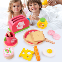 New wooden simulation nutrition delicious breakfast bread machine tableware combination set set childrens house toys