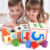 Wooden Five Layers Shape Kit Box Baby Children Cognition Shape Pairing Puzzle Cognitive Digital Building Blocks Early Toys
