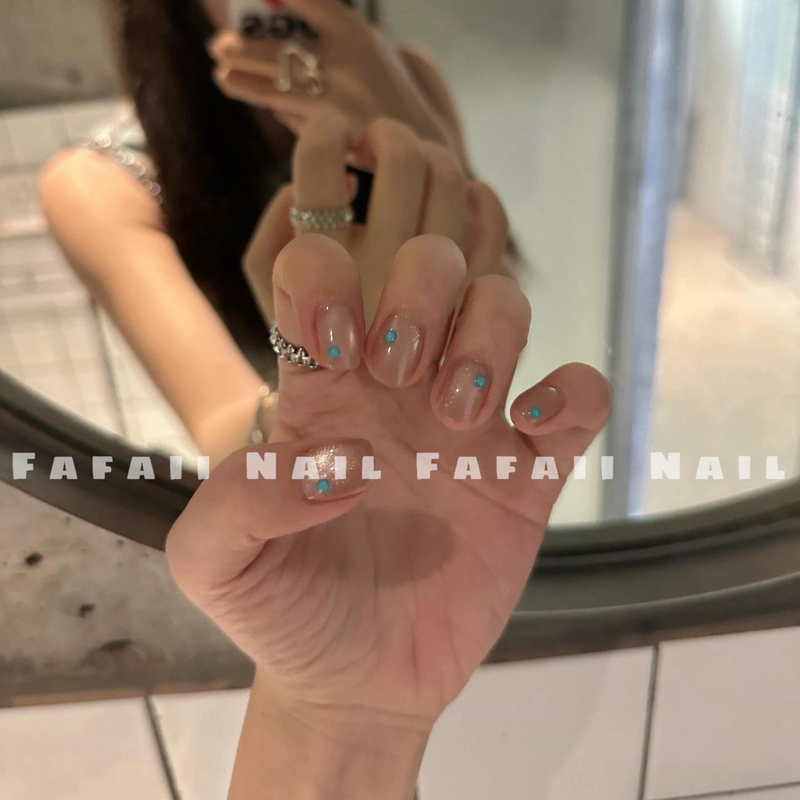 Fafaii【Mint Glass Beads】Cat Eye Clear Blue Brightening ins Style Short Wearable Nail Art Nail Stickers Fafaii【Mint Glass Beads】Cat Eye Clear Blue Brightening ins Style Short Wearable Nail Art Nail Stickers