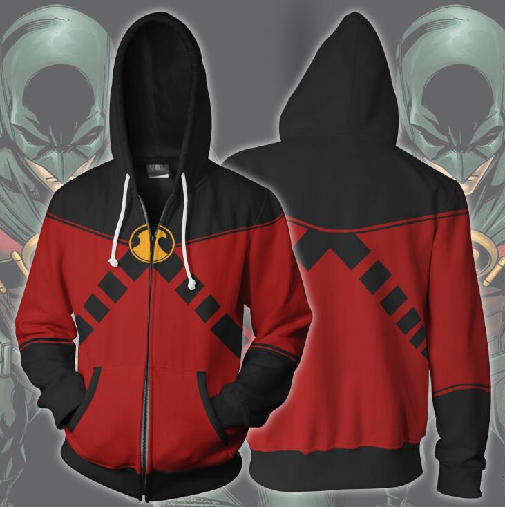 Batman 3 the Dark Knight Rises Robin 3D Printed Sweatshirt Zipper Cardigan Hooded Jacket Cosplay