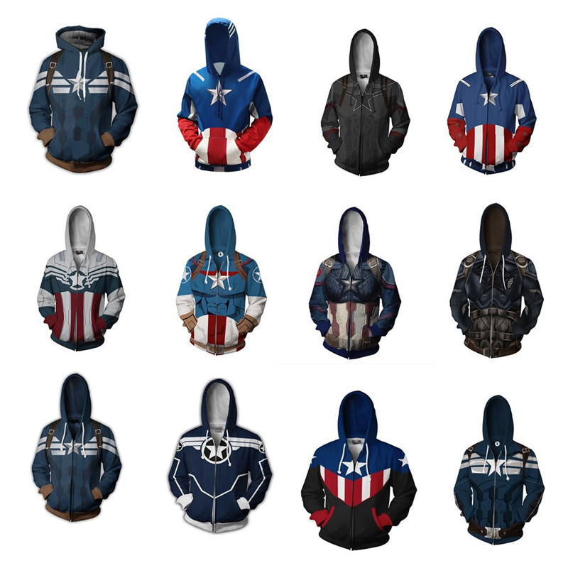 Marvel Series Captain America 3D Printed Pullover Hooded Sports Men's Sweatshirt Top Jacket Clothing Cos Marvel Series Captain America 3D Printed Pullover Hooded Sports Men's Sweatshirt Top Jacket Clothing Cos