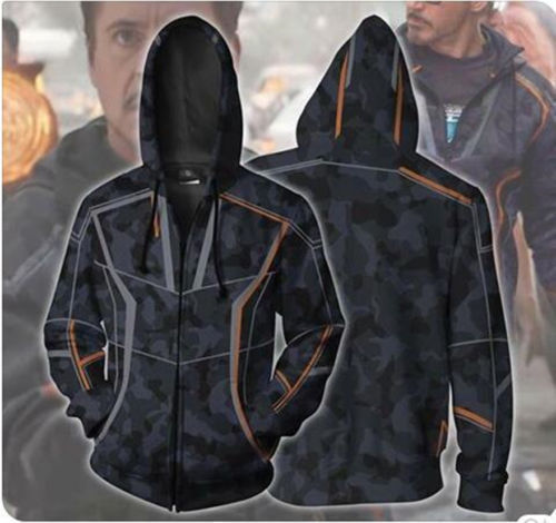 Avengers 43 Infinity War Iron Man Stark Tony Zipper Hoodie Sweatshirt Jacket Cos