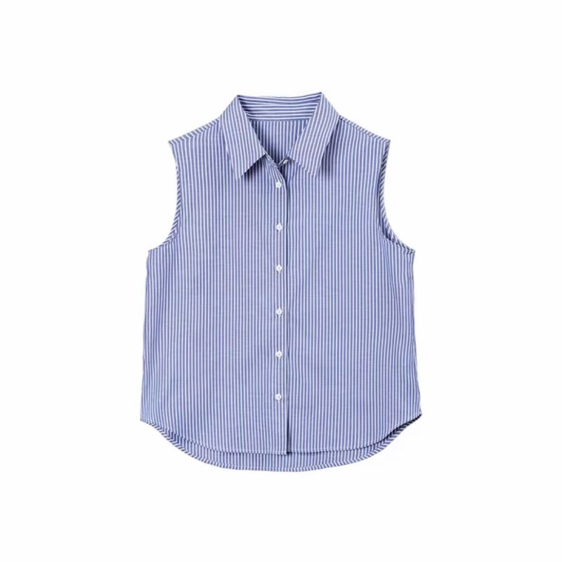 Autumn and Winter [Four Seasons Layering] Stylish Versatile Collared Sleeveless Shirt Layered with Slimming Vest and Base Layer for Women