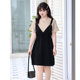 2023 new summer casual A-line skirt spliced ​​suspenders fake two-piece drape dress slimming plus size fat MM