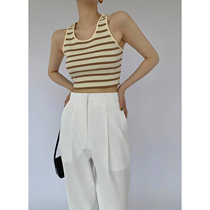 MaryME2021 summer Japanese imported cotton strong twist dry inside the Wang Strip Vest woman short summer wear