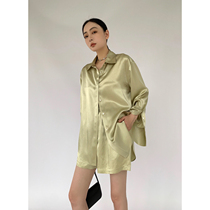 MaryME2021 Summer Design Sense Small - thin Fold Material Acetic Sun - proof Shirt Short Set Woman