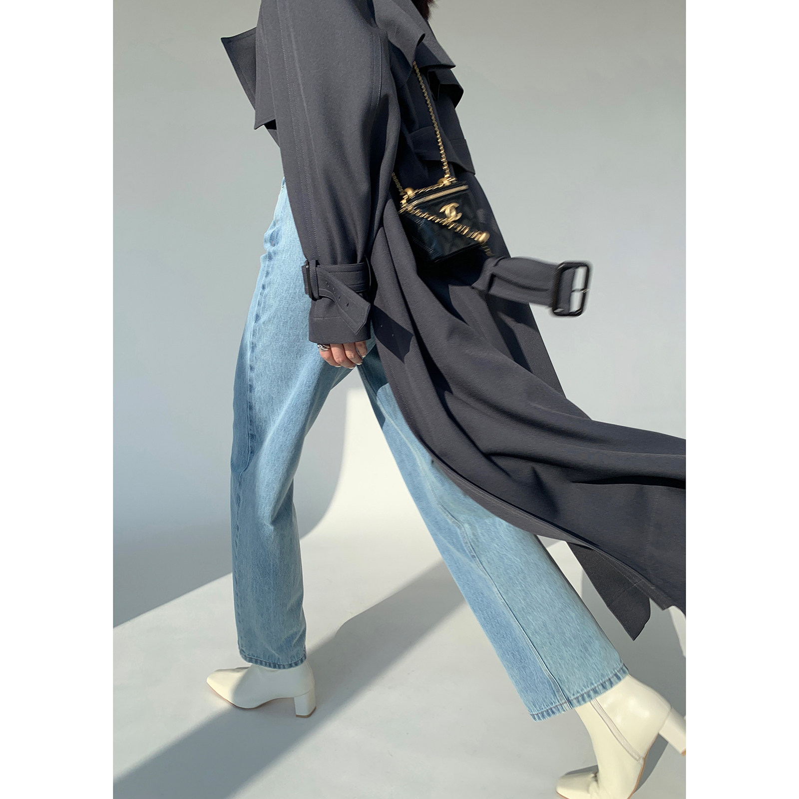 MARYME Classic double-row buckle loose outline Neri bag side pituitary wind clothes spring fit wide blouse jacket woman