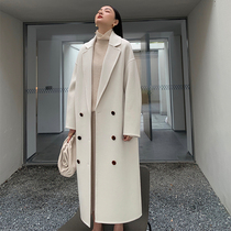 MARYME high-end double-sided wool coat womens long autumn and winter Korean temperament long knee wool jacket