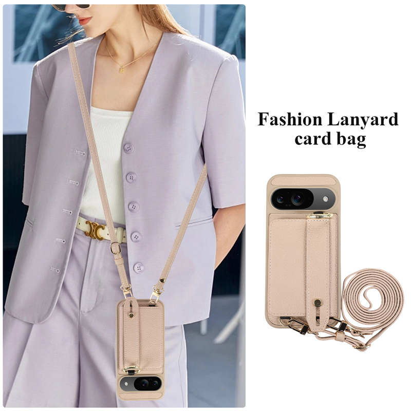 Google 8A Suitable for Google Pixel 8 Pro Case, Google Pixel 9 Pro Phone Case with Crossbody Strap, Card Holder, Ring Holder, Phone Protective Case, Phone Shell