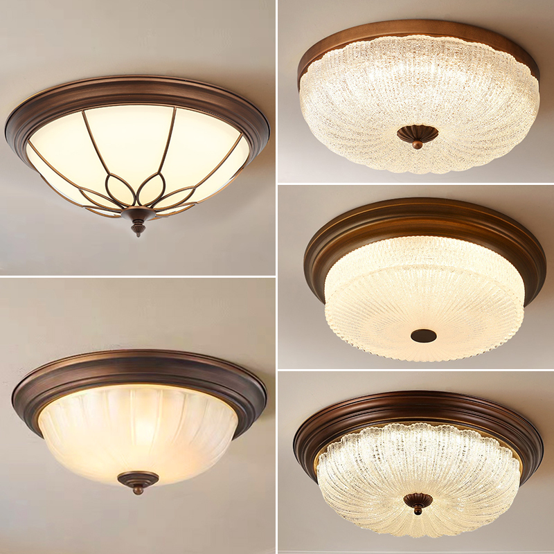 American-Style Ceiling Lamp for Bedroom, European-Style Living Room, Full-Spectrum Eye Protection, French-Style Mid-Century Retro Master Bedroom Round Lamp American-Style Ceiling Lamp for Bedroom, European-Style Living Room, Full-Spectrum Eye Protection, French-Style Mid-Century Retro Master Bedroom Round Lamp