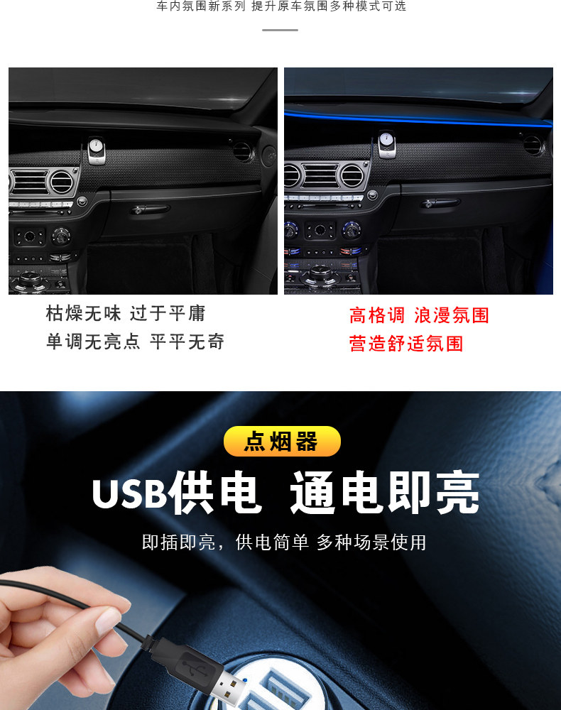 Colorful car Cold Light advanced voice-controlled music rhythm atmosphere light led Central control instrument panel atmosphere light bar