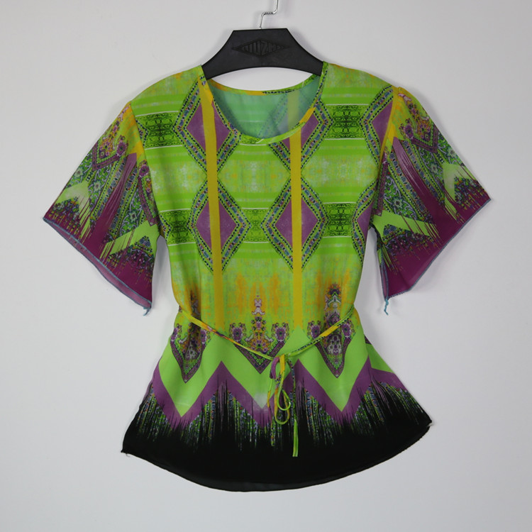 New product double-layer silk short-sleeved T-shirt mulberry silk round neck loose women's top summer thin section flying sleeve shirt