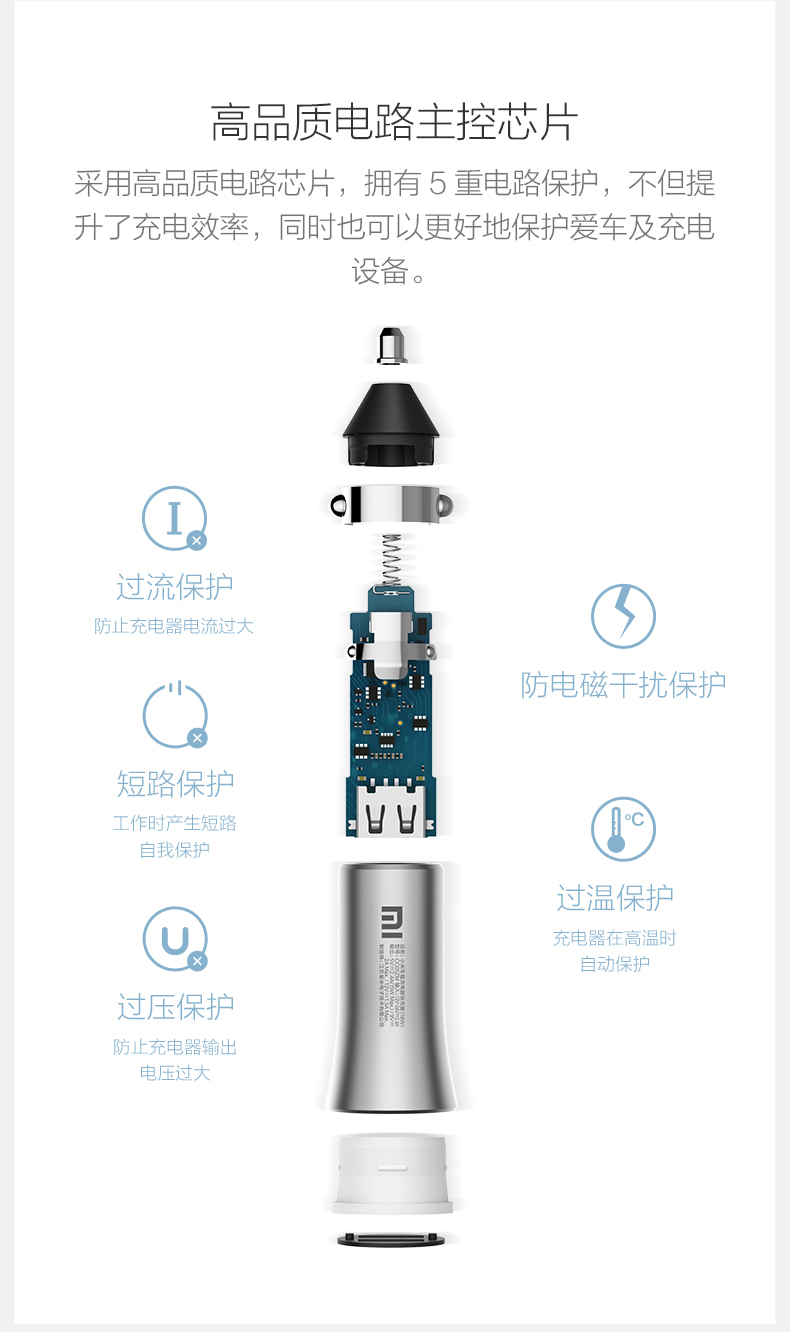 Millet xe sạc kép USB xe tiện ích Smart Car Charger đầu một với hai chính hãng gốc 18W Car Charger nhanh phí cước điện thoại hỗ trợ đèn flash QC3.0 - Phụ kiện điện thoại trong ô tô chân kẹp điện thoại