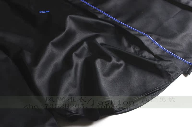 Paris の ong thêu đôi lụa tơ tằm tương phản satin kinh doanh áo sơ mi dài tay mỏng size áo sơ mi nam