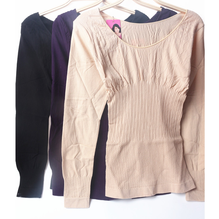 Tree Hua thin low - collar lady underwear to keep warm shape seamless beauty blouse