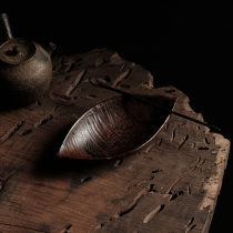 Hanxing research ebony tea boat-shaped Yuanbao one-leaf flat boat tea Japanese-style wooden hand-made by the Author