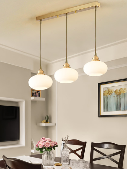 All-Copper American Simple Restaurant Chandelier Three-Head Modern Creative Rectangular Strip Dining Table Bar Lamp Bedside Lamp