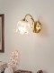 Modern Minimalist All-Copper Wall Lamp, Mid-Century Style, Fully Enclosed Bedroom Bedside Corridor Aisle Creative Spherical Decorative Lamp