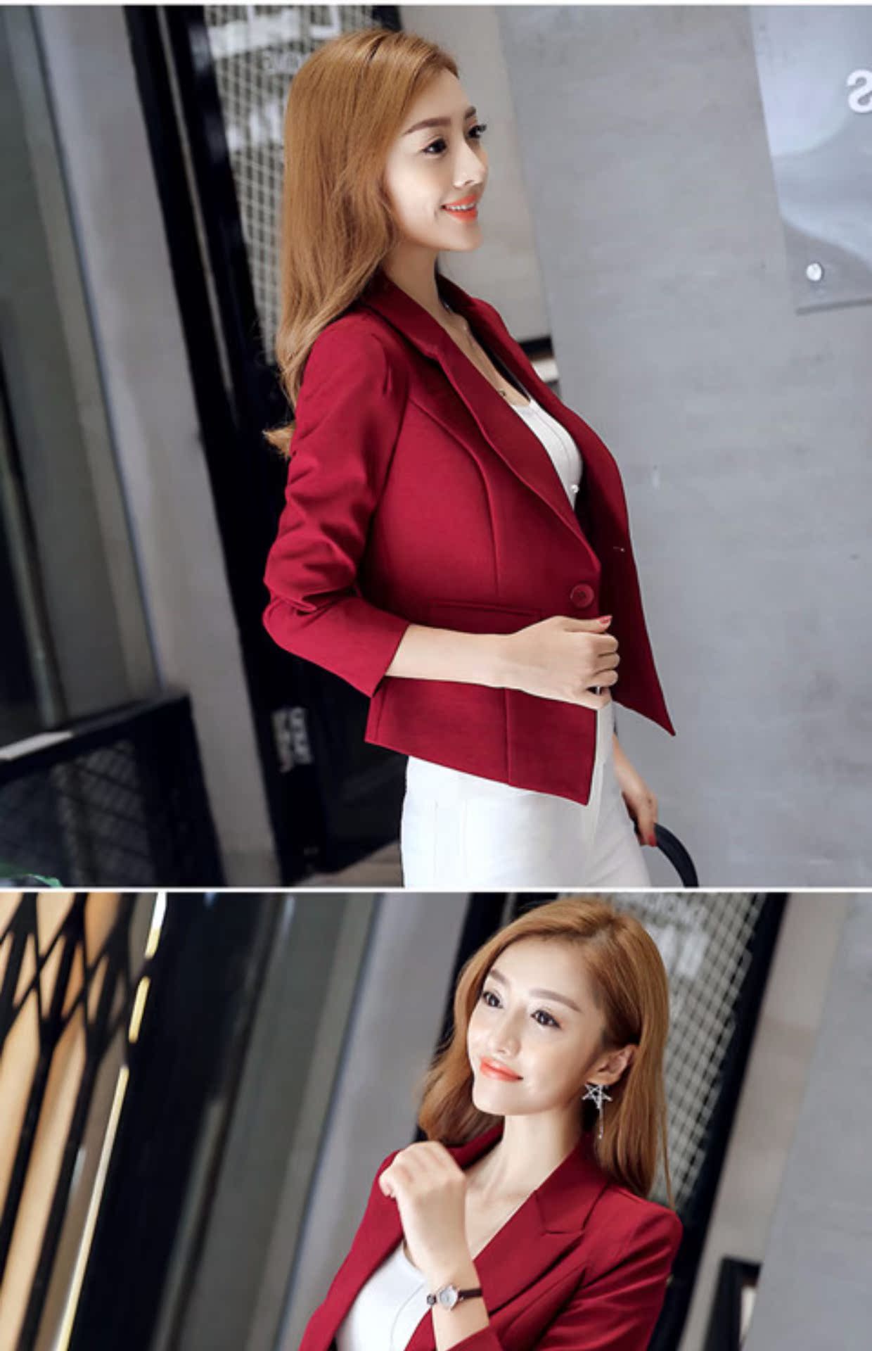 Bộ đồ thời trang khí mùa thu đông Hàn Quốc áo dài tay ve áo một nút Slim lady chuyên nghiệp để diện đồ công sở nhỏ bộ vest nữ
