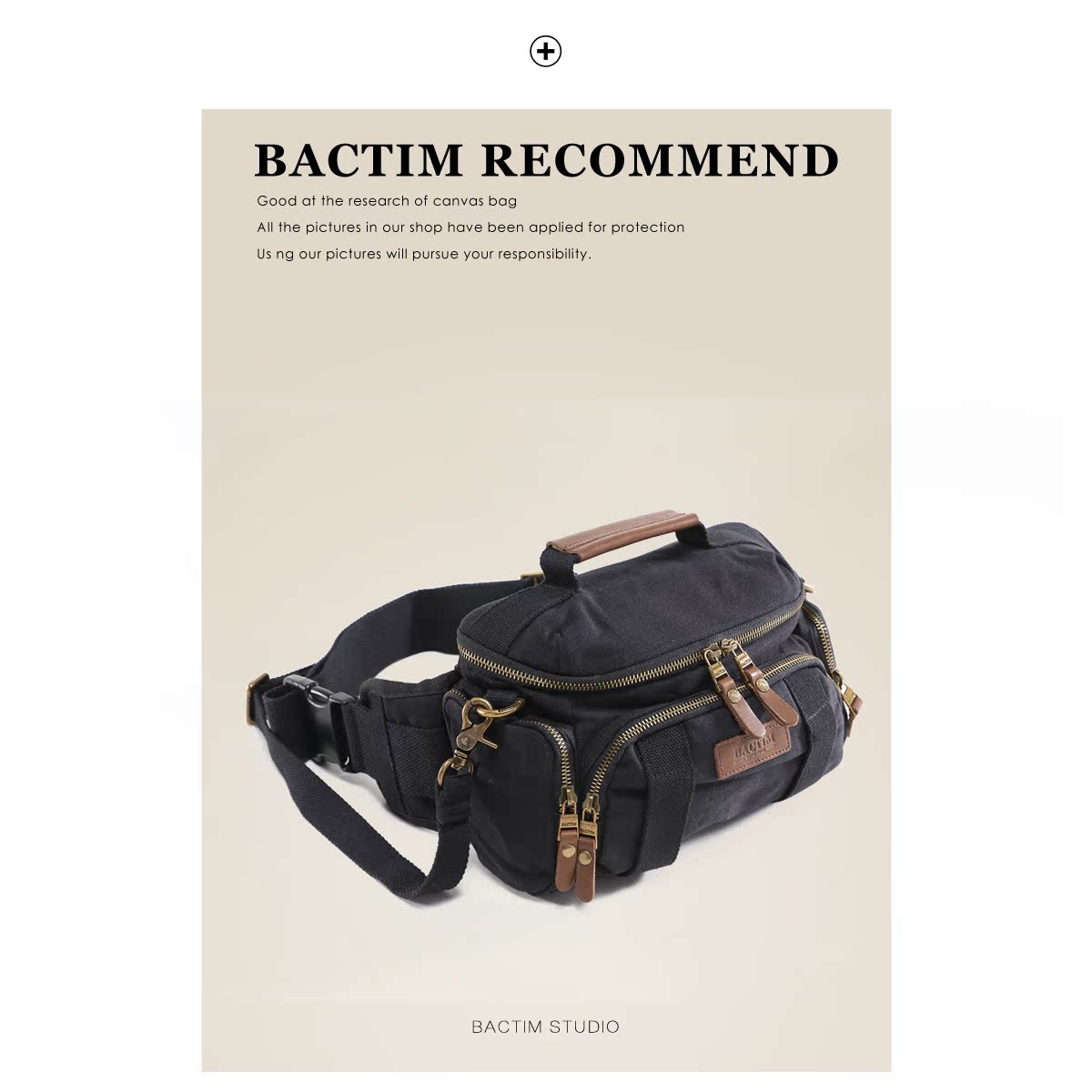 Yuegu Men's Big Waist Bag Men's One-shoulder Messenger Bag Outdoor Multifunctional Trend European and American Fashion Canvas Men's Bag