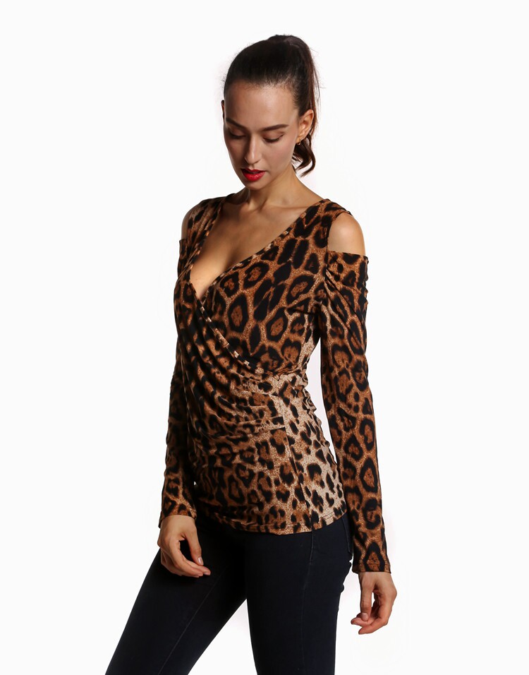 Leopard Print Deep V-Neck Top