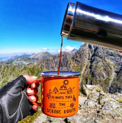 Outdoor Leisure Camping Self Driving Travel Caravan Always Take The Scenic Route Enamel Cup