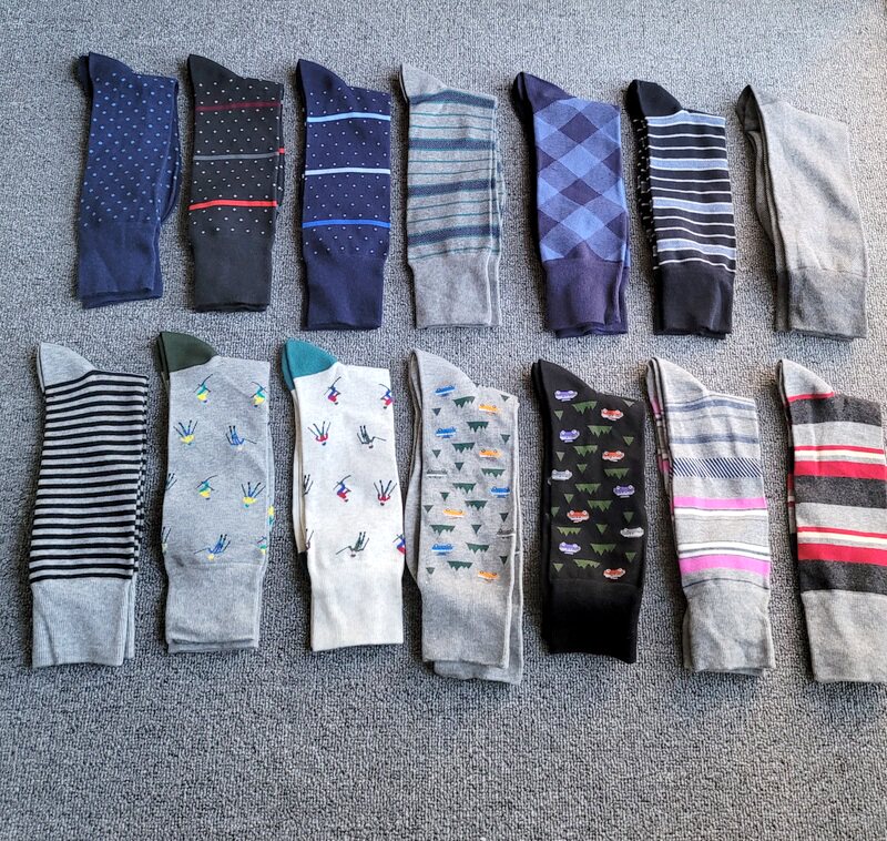 American Casual Male Socks 100 Comfortable Minimalist Striped regular mix with Inlan both mid-waist and high-cylinder white collar