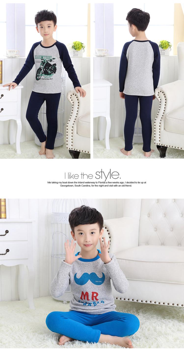 Bé trai mặc mùa đông 9 học sinh trung học 12 Thicken Plus Velvet 13 Bộ đồ lót nhiệt 15 năm 10 Quần áo mùa thu 7 10 quần áo trẻ em
