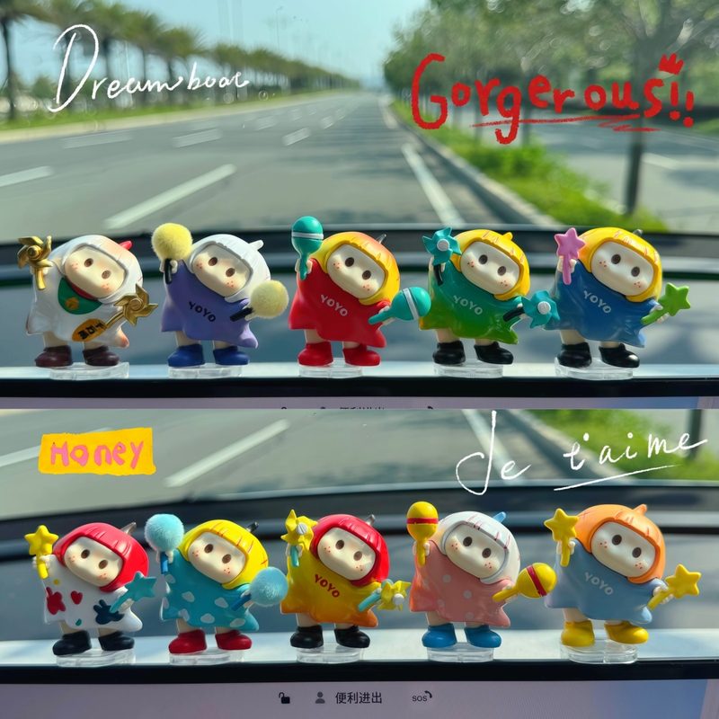Yoyo Tilted-Head Girl New Product Youyou-Chan Series Cute Car Ornaments Fun Computer Screen Desktop Decoration
