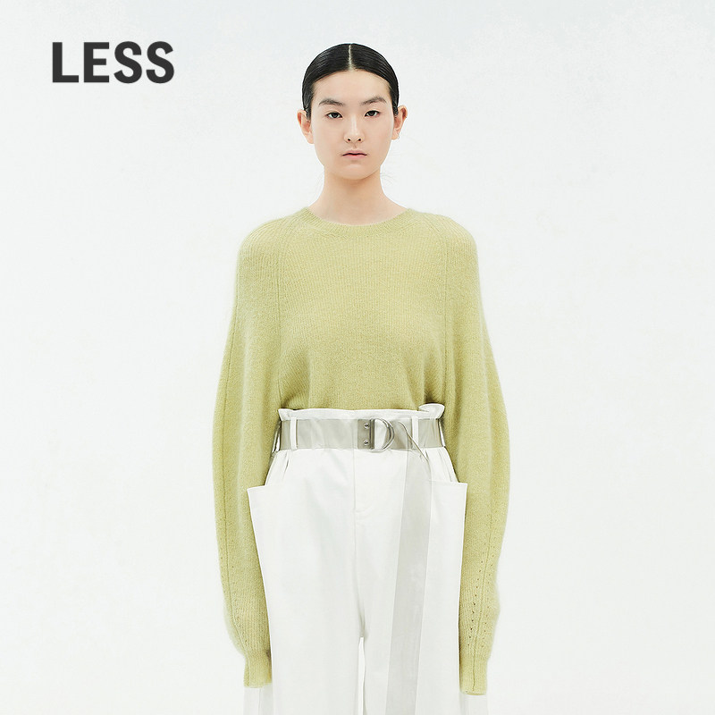 ↓LESS knitted sweater spring new simple loose mohair round neck pullover sweater women 29B820940