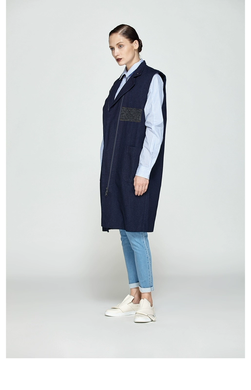 Counter chính hãng LESS2019 mùa xuân thời trang nữ thời trang áo khoác denim tay dài hình chữ H 26926009 - Áo vest