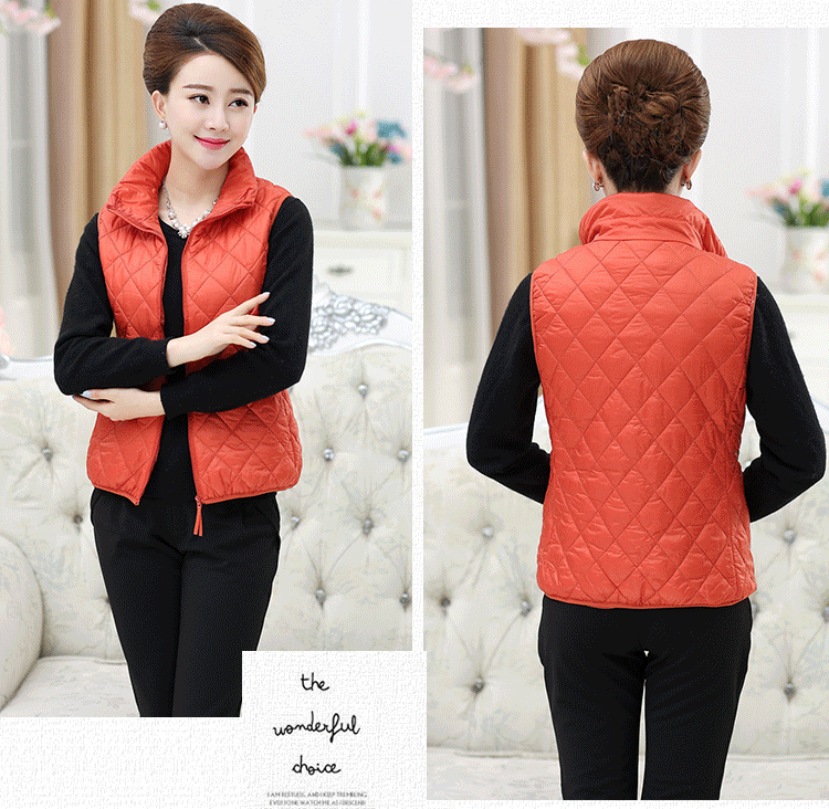 Áo vest nữ trung niên cỡ lớn Quần áo nữ trung niên cotton mùa thu và mùa đông vest mỏng phần ngắn áo khoác mẹ xuống mẫu đầm trung niên đẹp nhất hiện nay