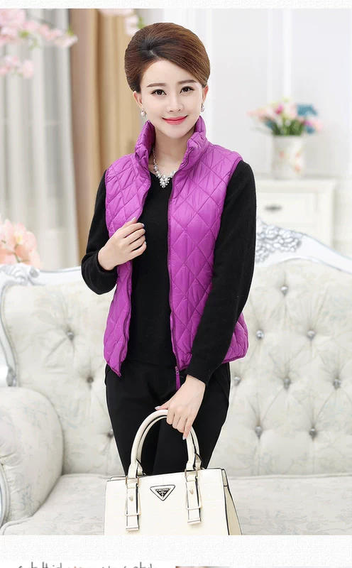 Áo vest nữ trung niên cỡ lớn Quần áo nữ trung niên cotton mùa thu và mùa đông vest mỏng phần ngắn áo khoác mẹ xuống váy cho phụ nữ trung niên