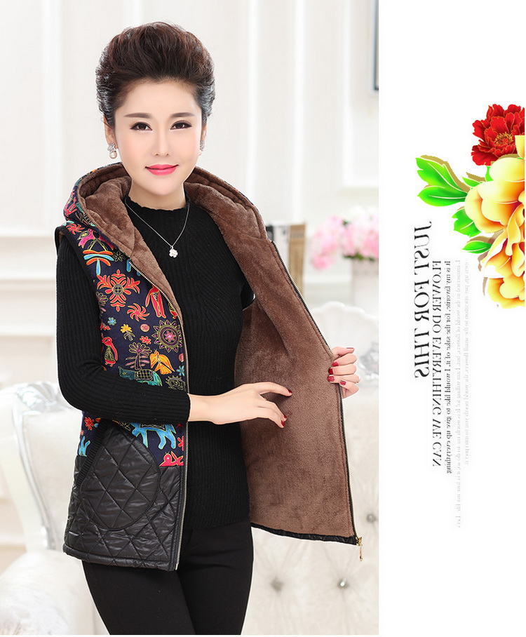 Mùa thu và mùa đông Phụ nữ trung niên và người già xuống áo vest bằng vải vest áo khoác nữ cao cấp