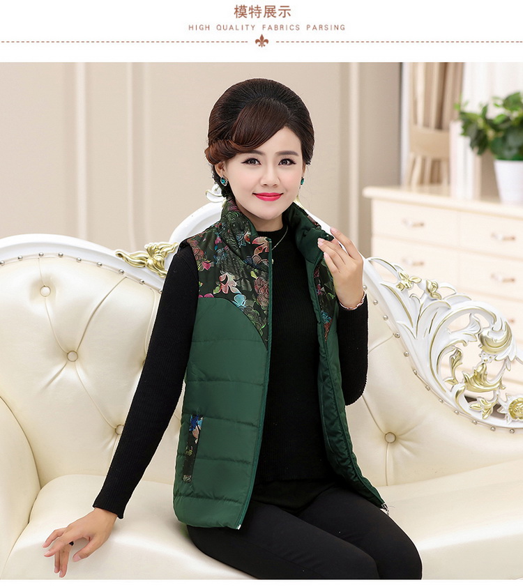 Áo vest nữ trung niên mùa thu và mùa đông size lớn cho nữ trung niên vest xuống vai áo khoác cotton mẹ vest vest ngắn quần áo nữ đẹp