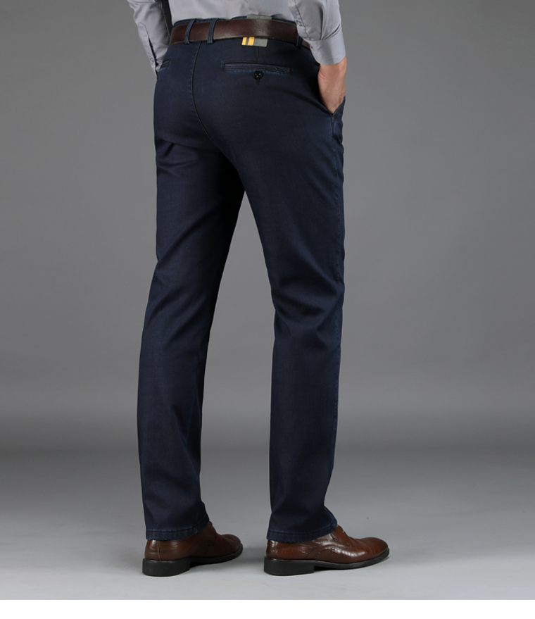 Mùa đông mới cộng với nhung dày ngày lụa cotton jeans nam cao eo thẳng kinh doanh bình thường quần lụa shop thời trang nam