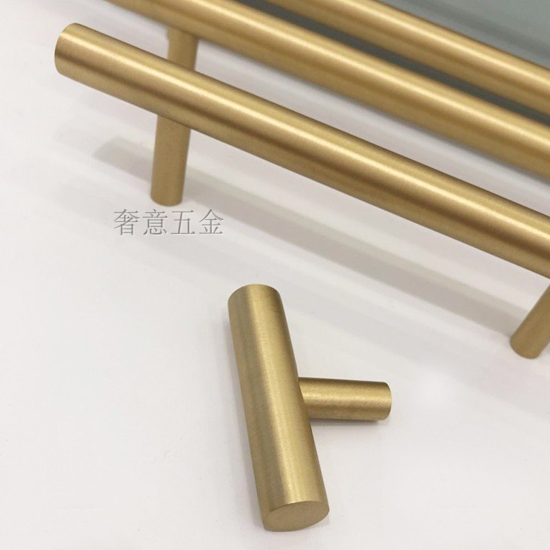 OLRVLI modern minimalist brass cabinet door handle straight solid American white closet wardrobe Nordic drawer handle