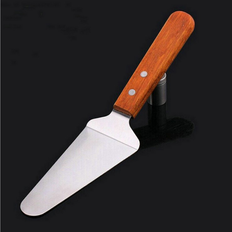 木製ハンドルステンレススチールスパチュラピザピザスパチュラケーキスパチュラケーキナイフベーキングスタンディング