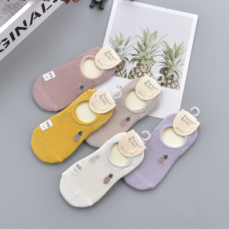 Children's invisible socks Pure cotton mesh baby invisible socks male and female students Korean version of the socks shallow cartoon summer thin section