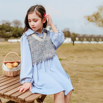 Girl dress foreign style princess dress 2021 New Korean version of childrens shirt long dress girl spring tide