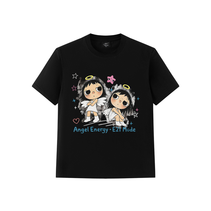 E21 American-Style Heart Angel Print Short-Sleeve T-Shirt for Men and Women, 2026 Summer Casual Cute Loose Top ins E21 American-Style Heart Angel Print Short-Sleeve T-Shirt for Men and Women, 2026 Summer Casual Cute Loose Top ins