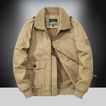 Winter Clothing Jacket Mens Glint Thickened Tooling Mens Clothing Big Code Loose Pure Cotton Tandem Hat Jacket Cotton Padded Jacket