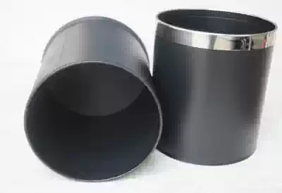 Round black trash can Hotel stainless steel KTV room bucket guest room trash can Hotel powder room