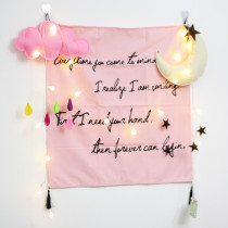 ins Wind pink girl heart selfie background English cotton hanging cloth cloud Moon Dormitory room decoration pendant
