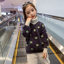 Mink velvet girls  turtleneck sweater autumn and winter 2020 new childrens foreign style thickened girl pullover base shirt