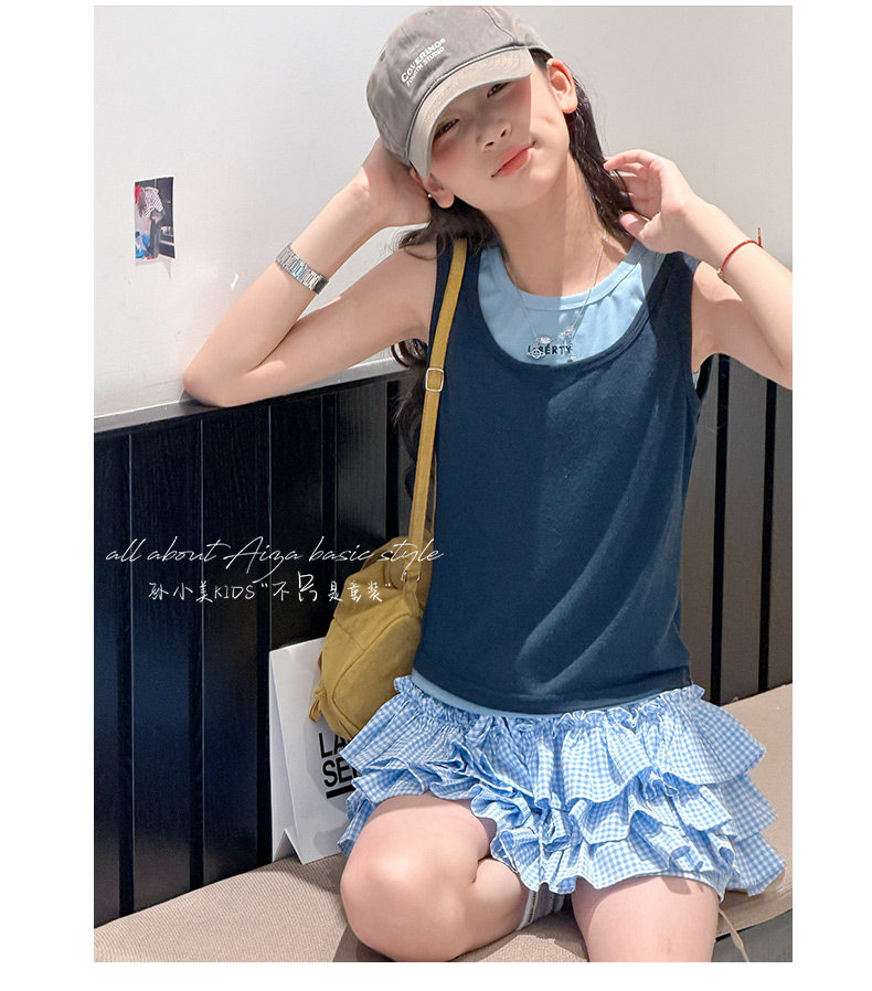 孙小美运动风叠穿女童无袖上衣套装2026夏装新款儿童背心两件套薄 — 8