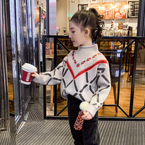 Girls  New Year sweater 2021 new childrens foreign style red base shirt in the big virgin girl thickened spring and autumn and winter