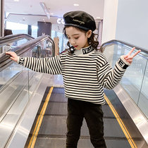 Mink velvet girls spring and autumn sweater 2021 new autumn and winter clothes large childrens childrens foreign style velvet thickened base shirt