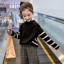 Girls sweater autumn 2020 new childrens Western style pullover sweater big virgin girl base shirt autumn and winter top